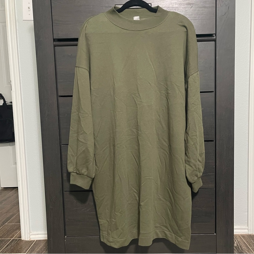 GAP Olive Green Mock neck Sweatshirt Dress Size XL NWT